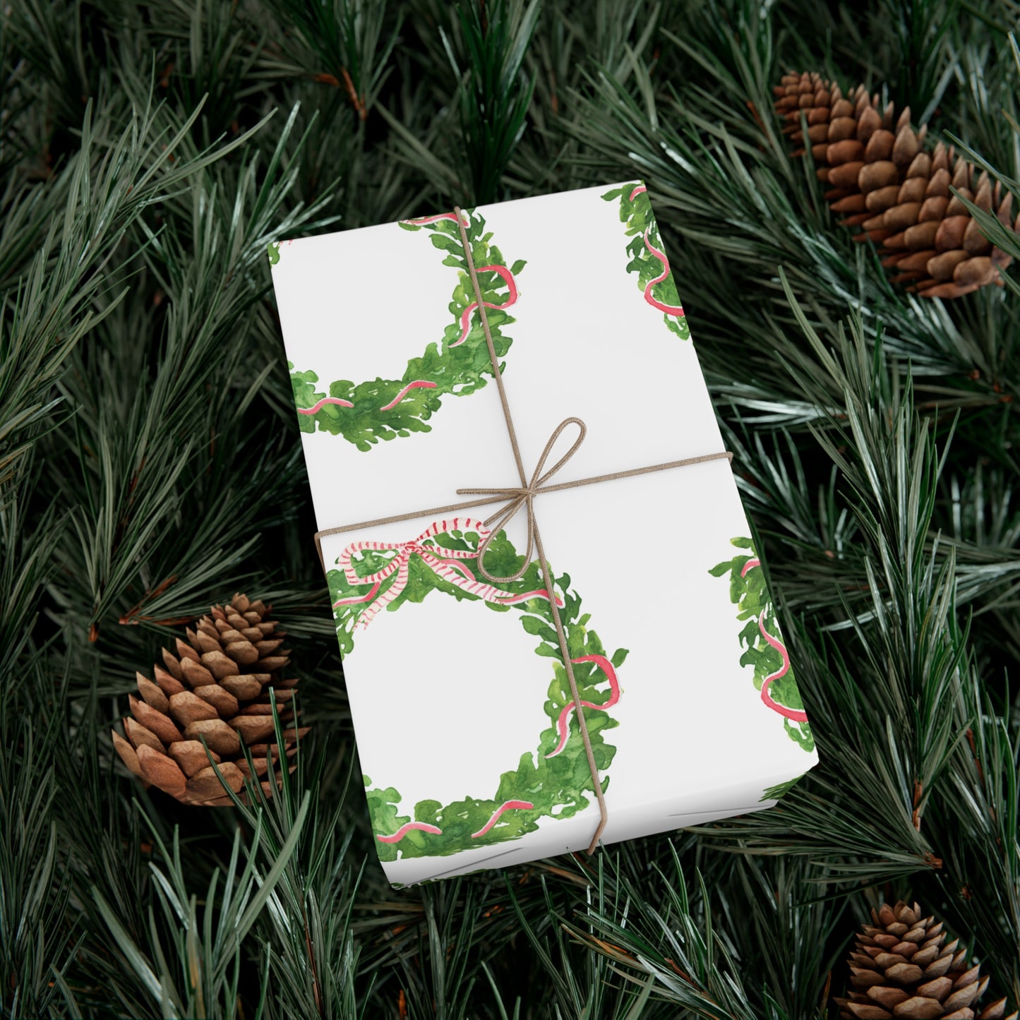 Watercolor Christmas Wreaths Gift Wrapping Paper