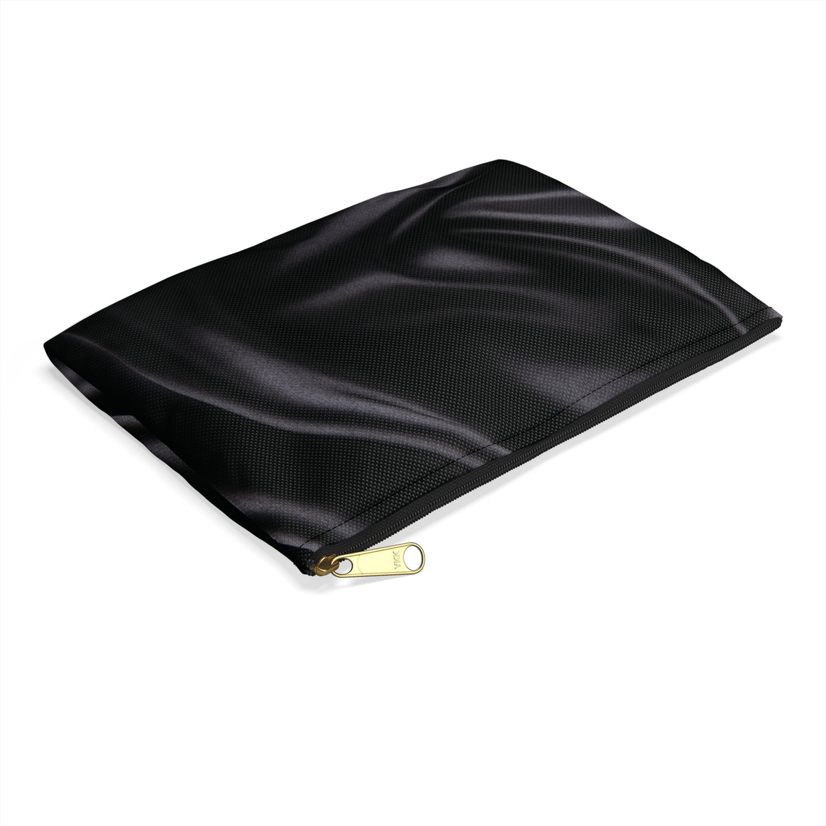 Black Silk Print Accessory Pouch