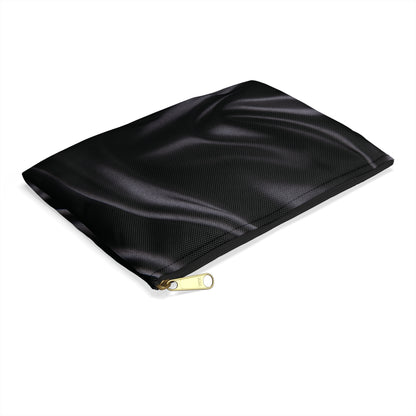 Black Silk Print Accessory Pouch