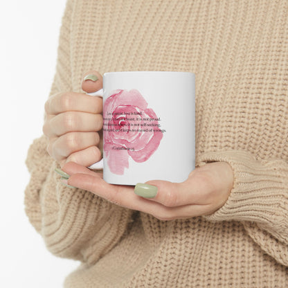 Love Is Patient Mug – Blush Watercolor Rose