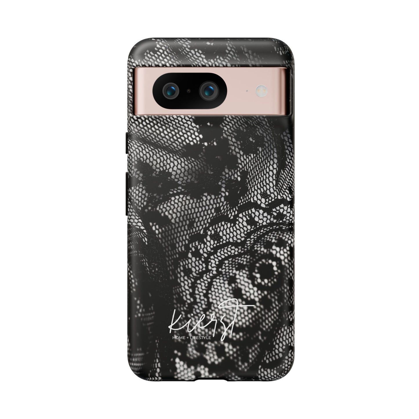 Black + White Lace Print Google Pixel Phone Case