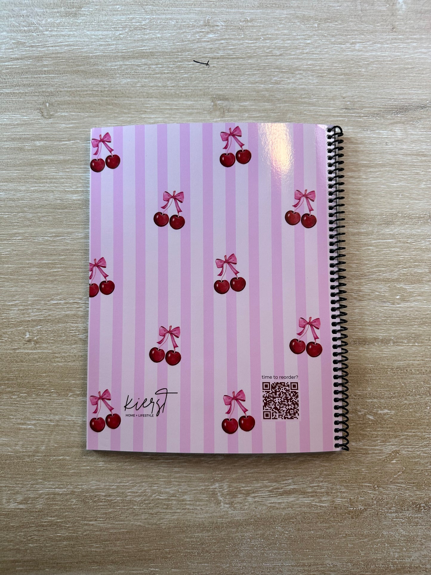 Cherries on Pink Stripes Notebook