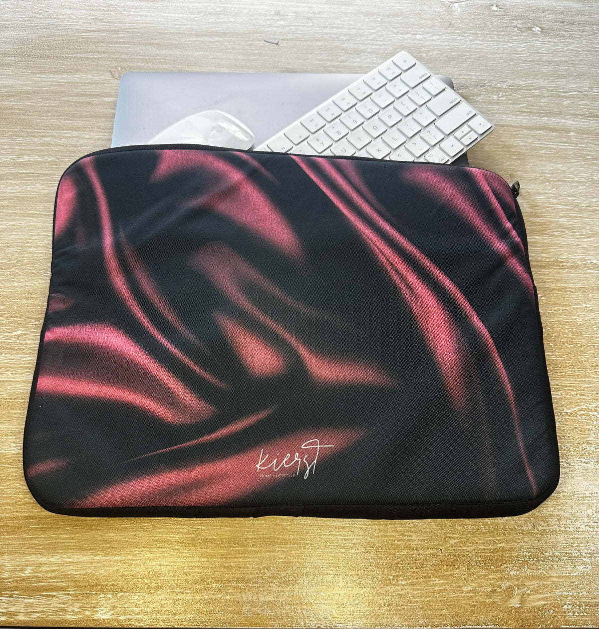 Signature Velvet Noir Silk Print Laptop Sleeve
