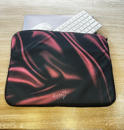Signature Velvet Noir Silk Print Laptop Sleeve