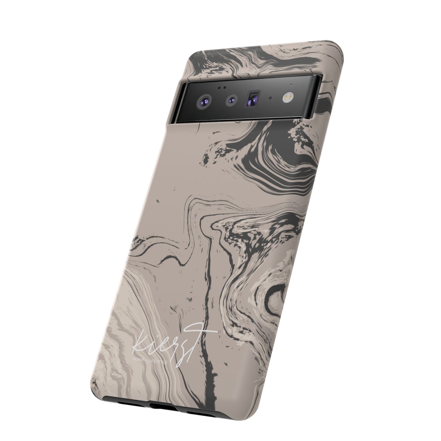 Cream, Grey, and Taupe Marble Google Pixel Case | Grounded Neutrals, Expressive Detail