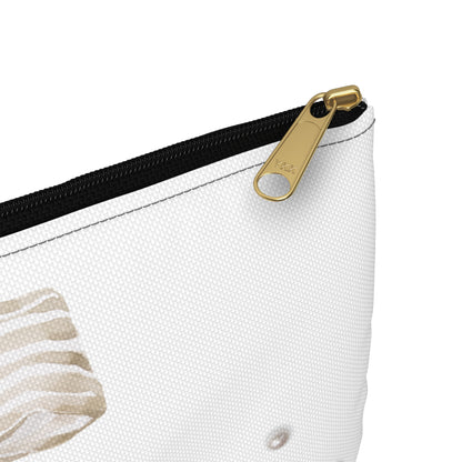 Tan and White Bow With Pearls She Believed She Could Accessory Pouch