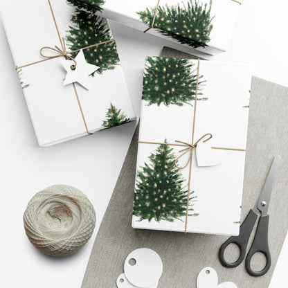 Watercolor Christmas Tree Gift Wrapping Paper