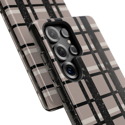 Taupe, Cream, and Black Plaid Samsung Galaxy Case