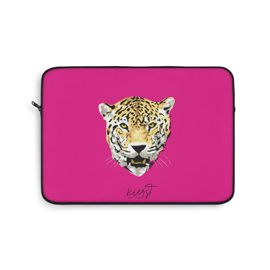 Leopard Head on Signature Hot Pink Laptop Sleeve | Limited Edition Fierce + Functional