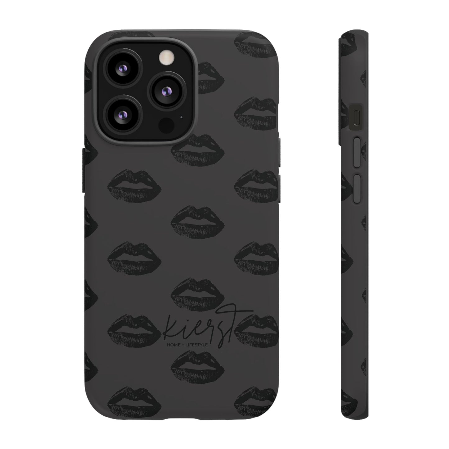 Black Lips on Charcoal iPhone Case