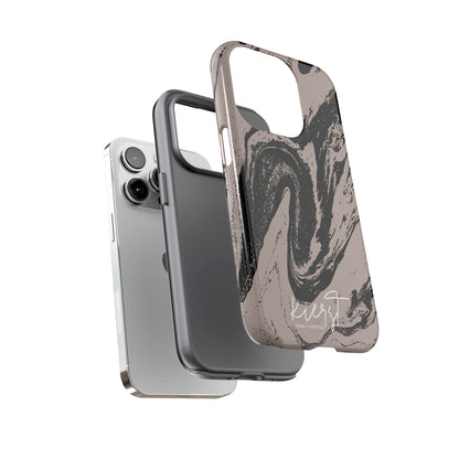 Taupe and Black Marble iPhone Case