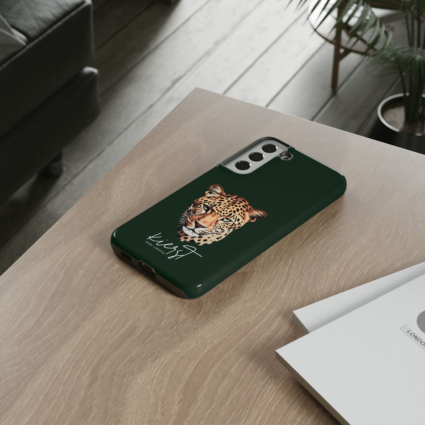 Leopard Head on Signature Midnight Pine Samsung Galaxy Case