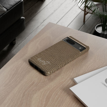 Tan Alligator Print Google Pixel Case | Warm Neutrals, Refined Style