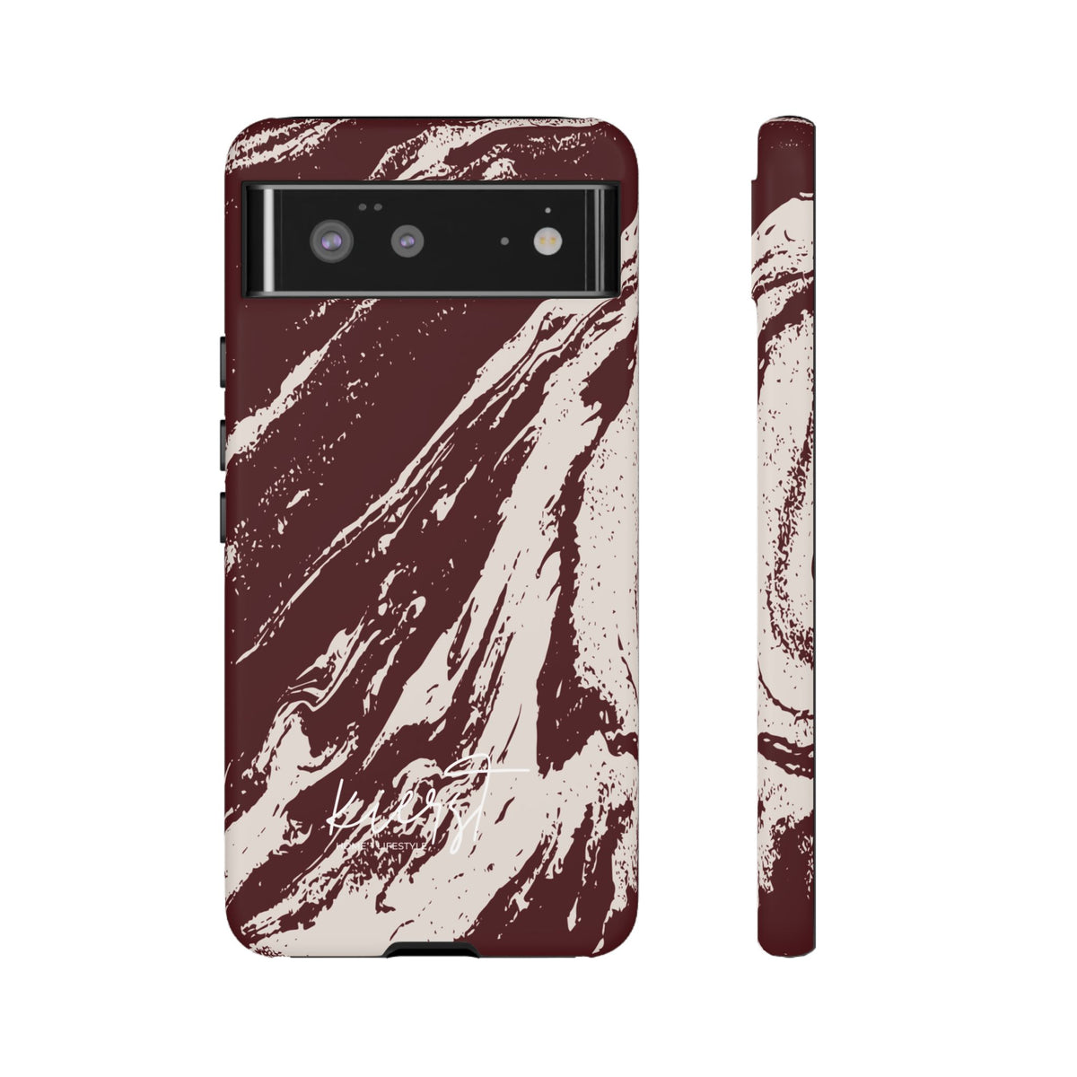 Cream Marble on Signature Velvet Noir Google Pixel Phone Case
