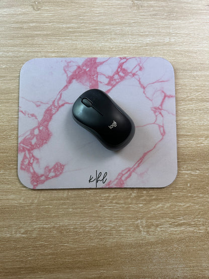Pink + White Marble Mouse Pad