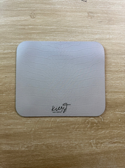White Alligator Print Mouse Pad