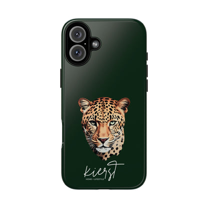 Leopard Head on Signature Midnight Pine iPhone Case | Designed to Stand Out
