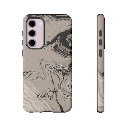 Cream, Grey, and Taupe Marble Samsung Galaxy Phone Case | Rich Swirls, Neutral Motion