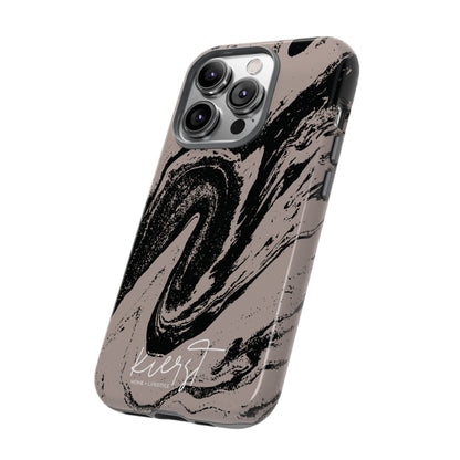 Taupe and Black Marble iPhone Case