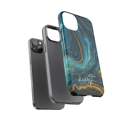 Teal & Gold Marble iPhone Case