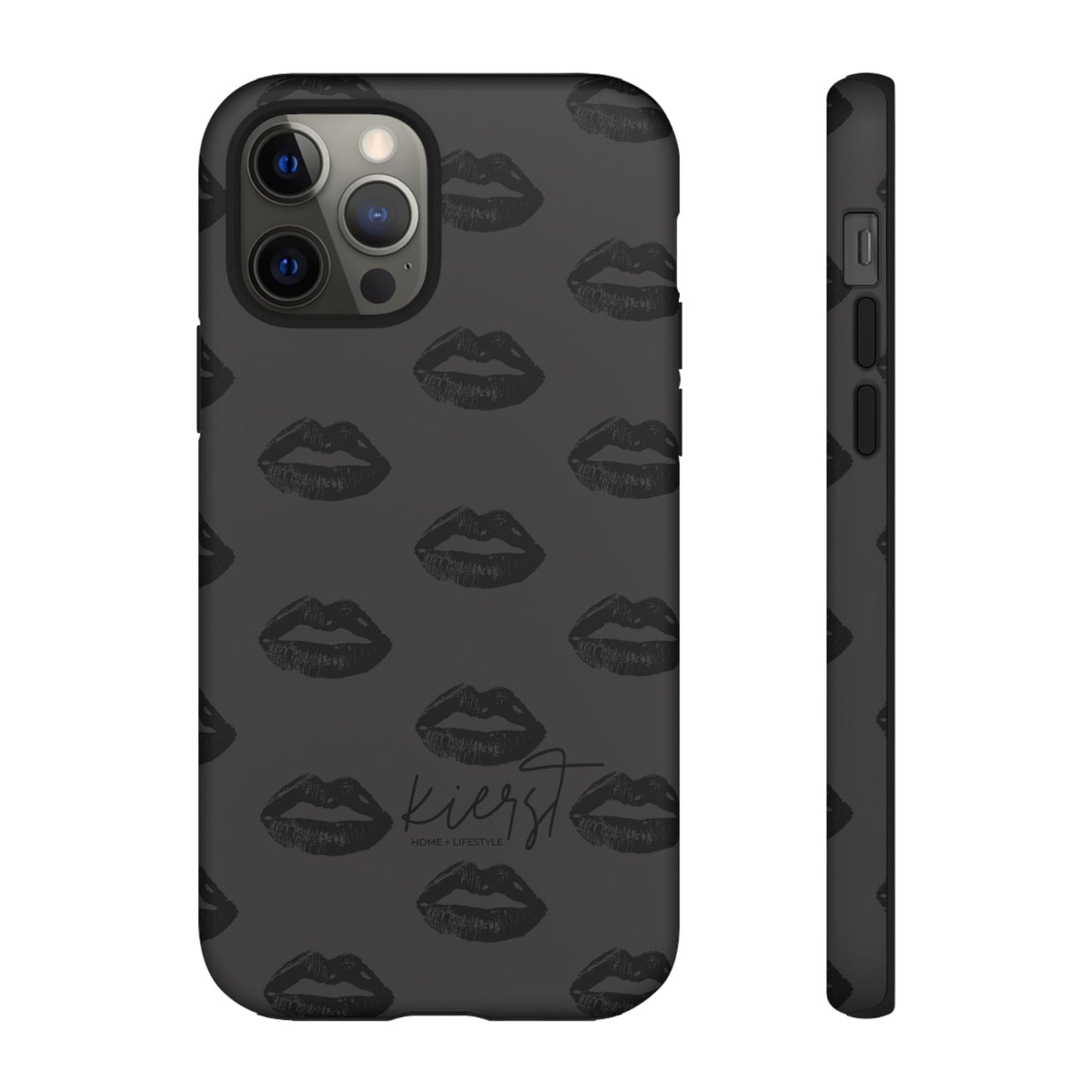 Black Lips on Charcoal iPhone Case