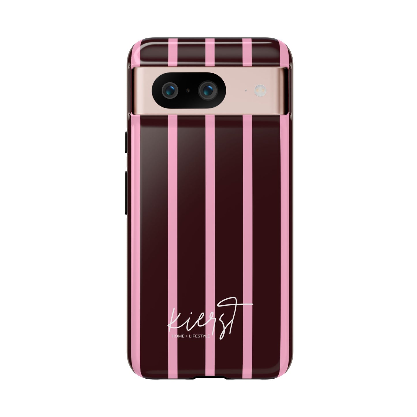Signature Velvet Noir + Pink Stripes Google Pixel Phone Case