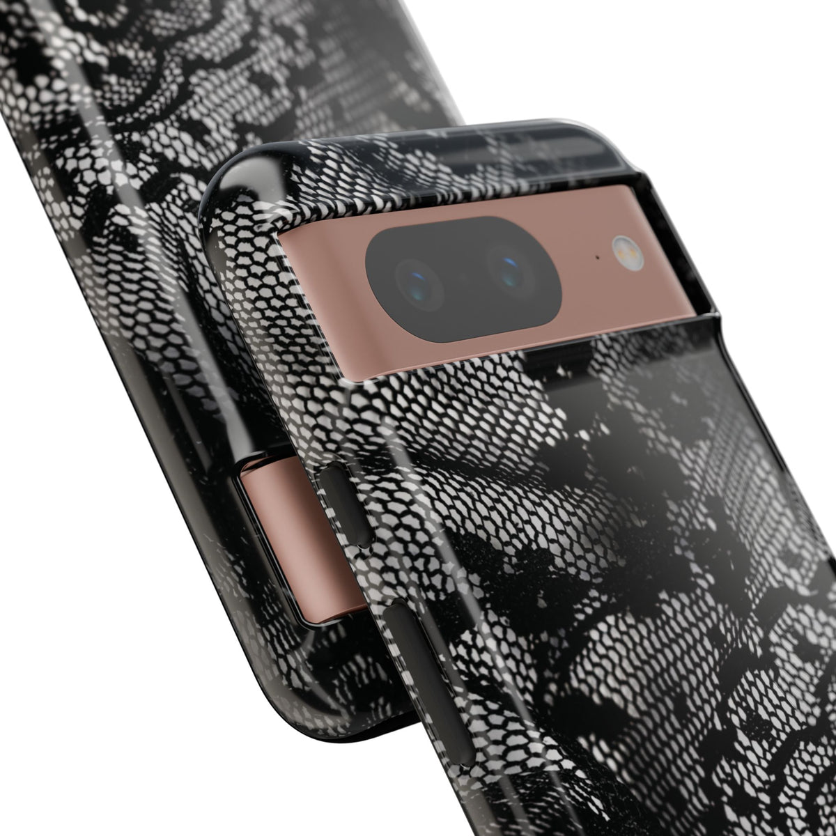 Black + White Lace Print Google Pixel Phone Case