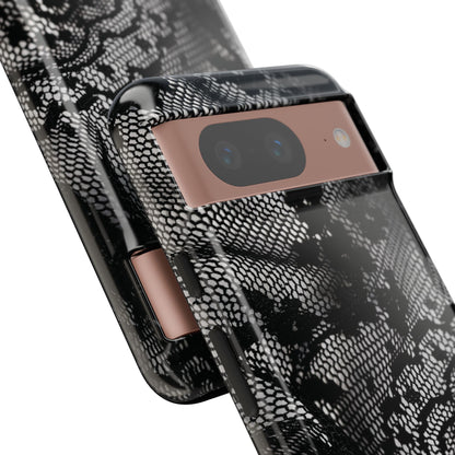 Black + White Lace Print Google Pixel Phone Case