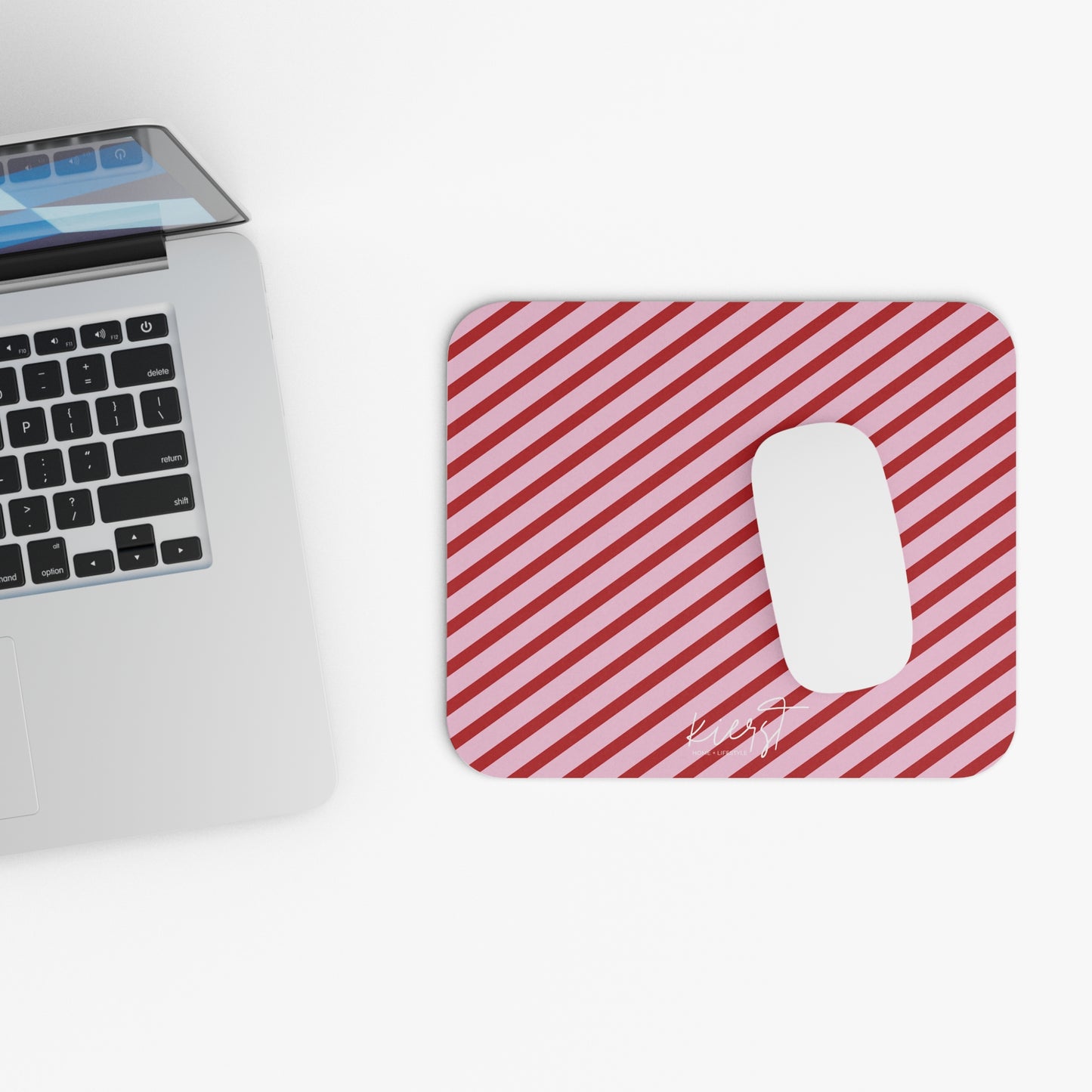 Holiday 25 Pink and Red Diagonal Striped Mouse Pad