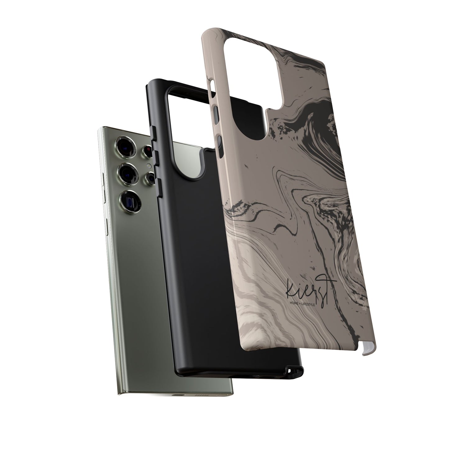 Cream, Grey, and Taupe Marble Samsung Galaxy Phone Case | Rich Swirls, Neutral Motion