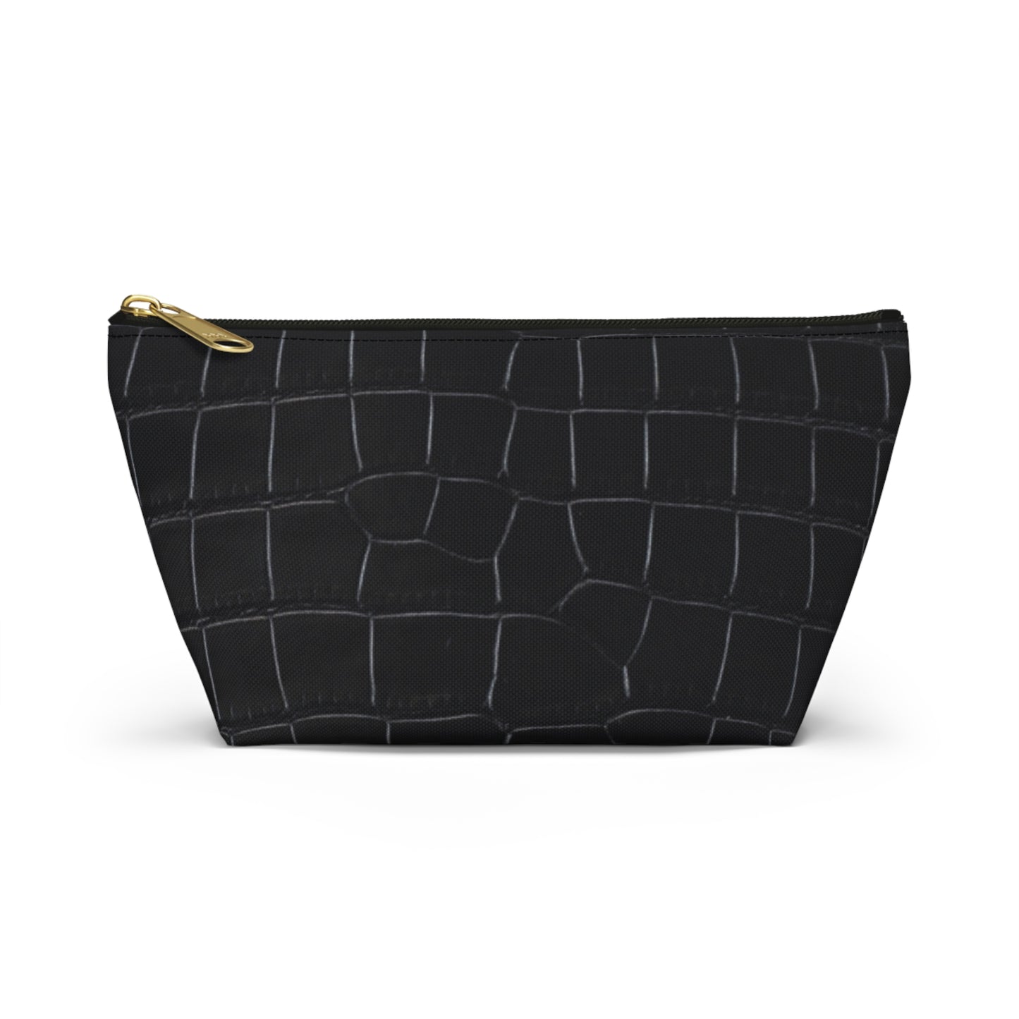 Black Crocodile Accessory Pouch w T-bottom