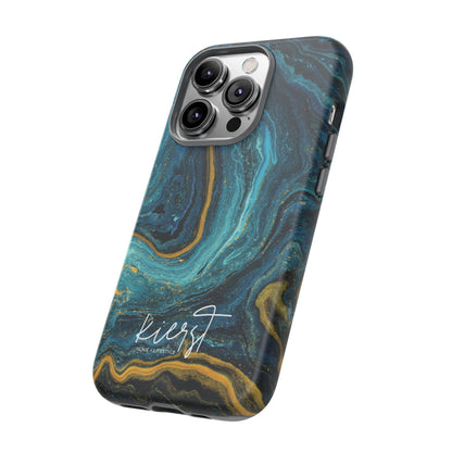 Teal & Gold Marble iPhone Case