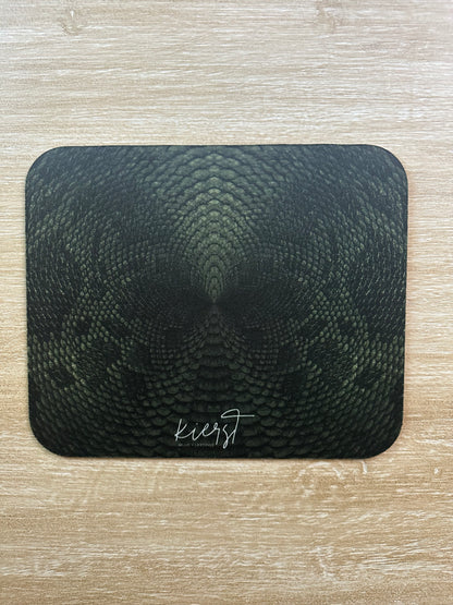 Deep Rich Green Snake Print Mouse Pad