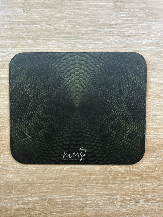 Deep Rich Green Snake Print Mouse Pad