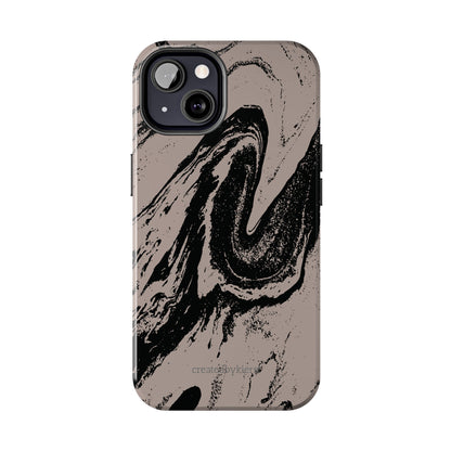 Taupe and Black Marble iPhone Case