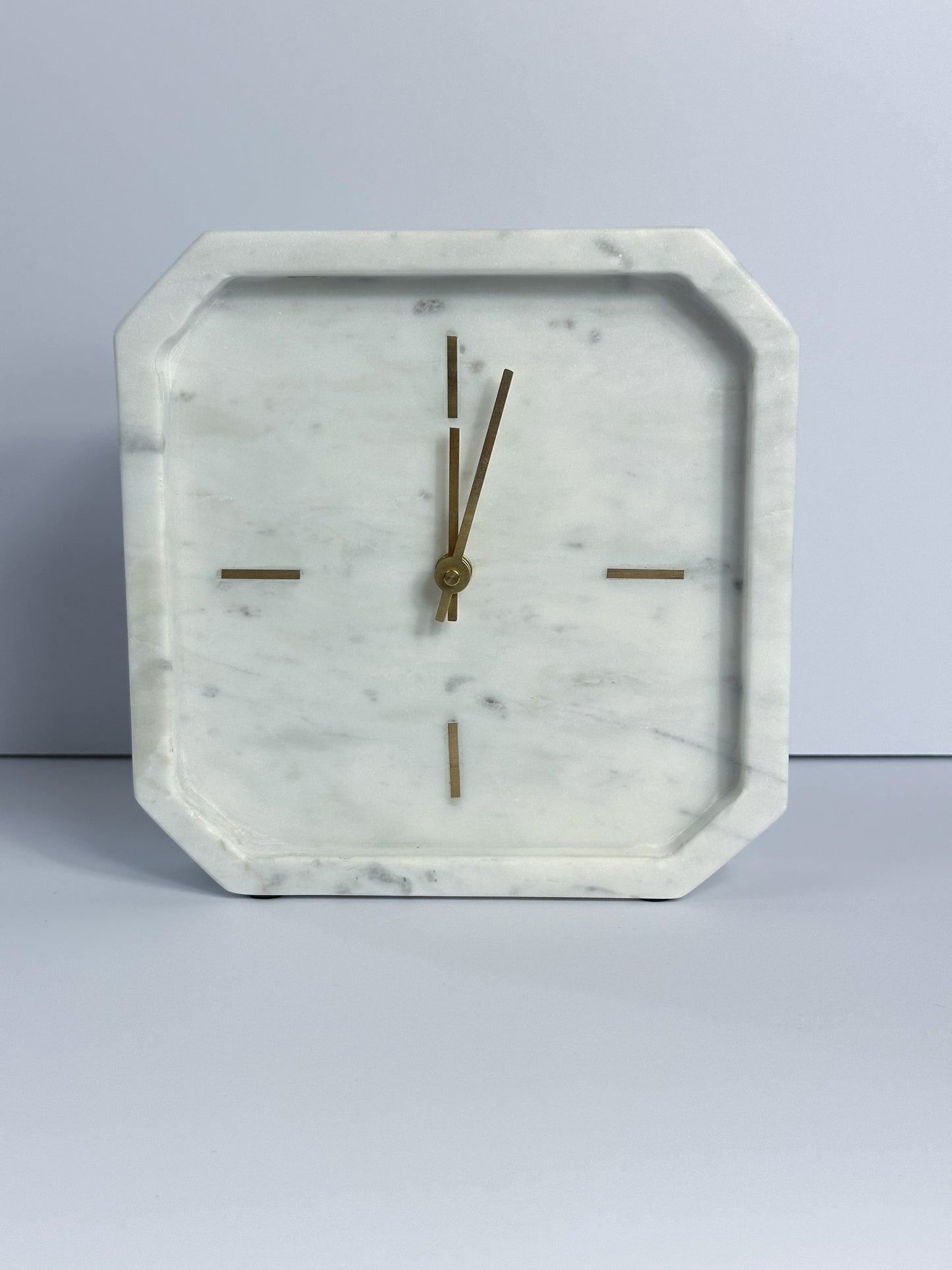 White and Grey Marble Clock