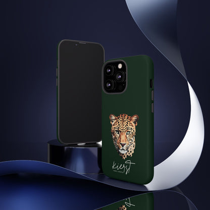 Leopard Head on Signature Midnight Pine iPhone Case | Designed to Stand Out