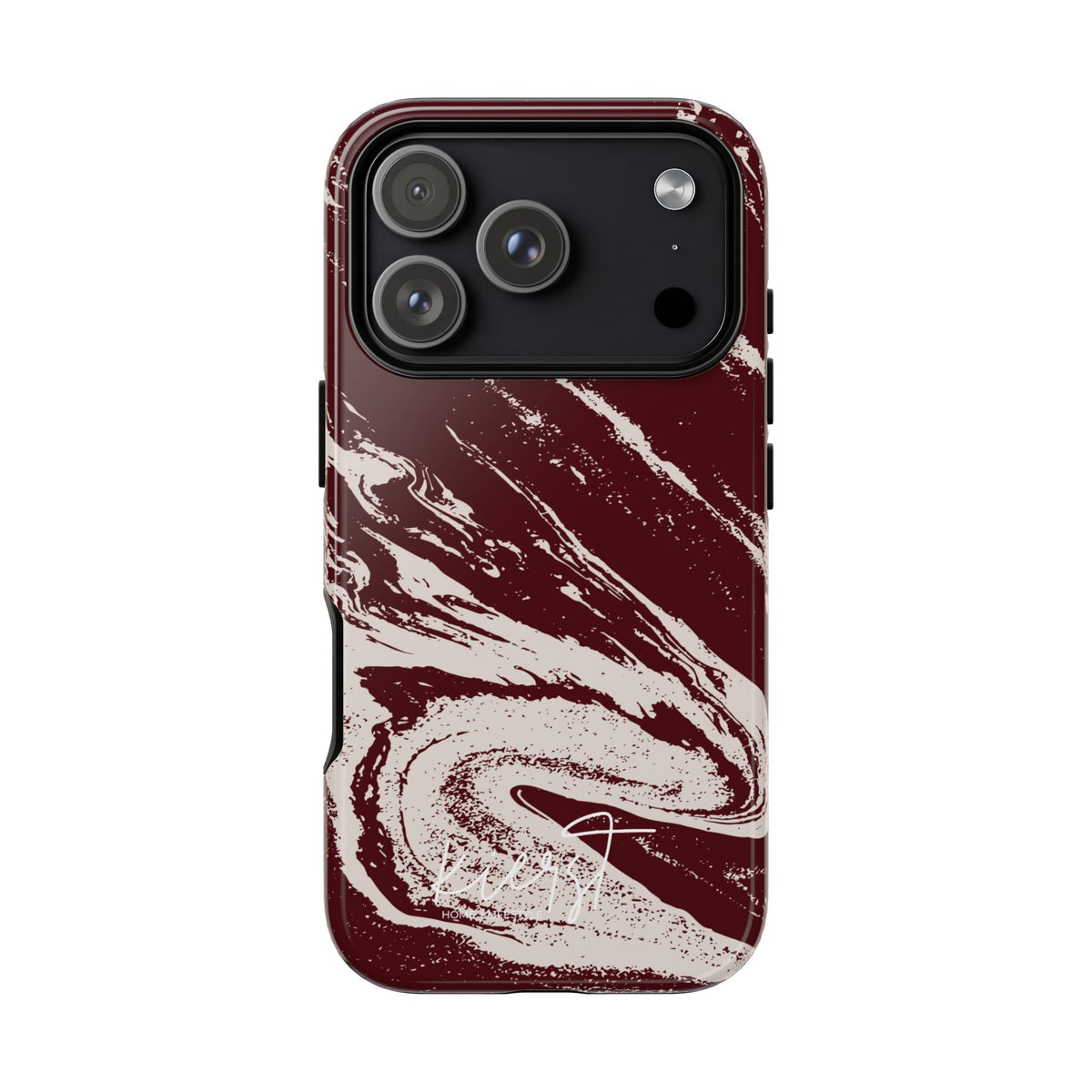 Cream Marble on Signature Velvet Noir iPhone Case