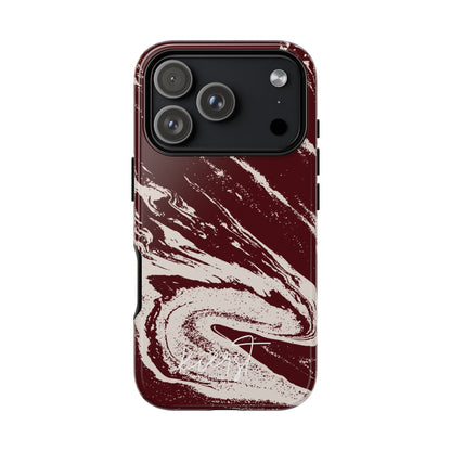 Cream Marble on Signature Velvet Noir iPhone Case