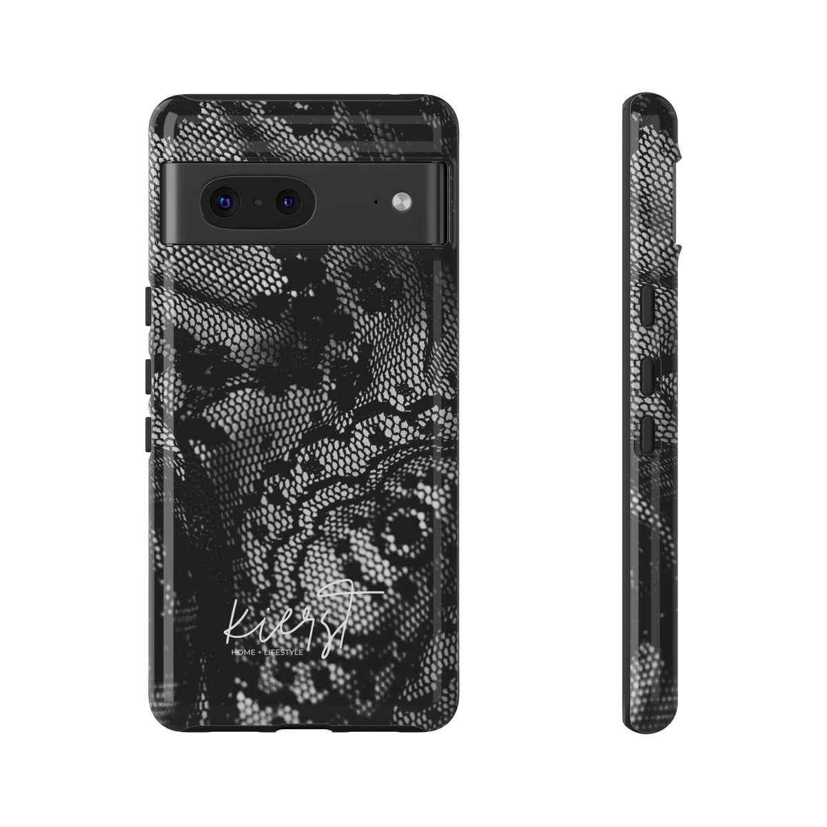 Black + White Lace Print Google Pixel Phone Case