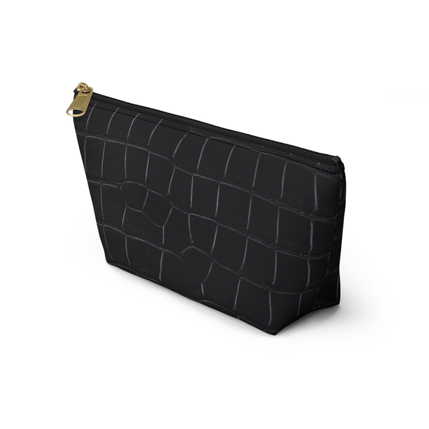 Black Crocodile Accessory Pouch w T-bottom