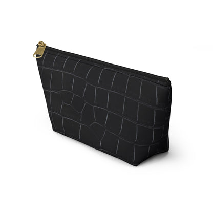 Black Crocodile Accessory Pouch w T-bottom