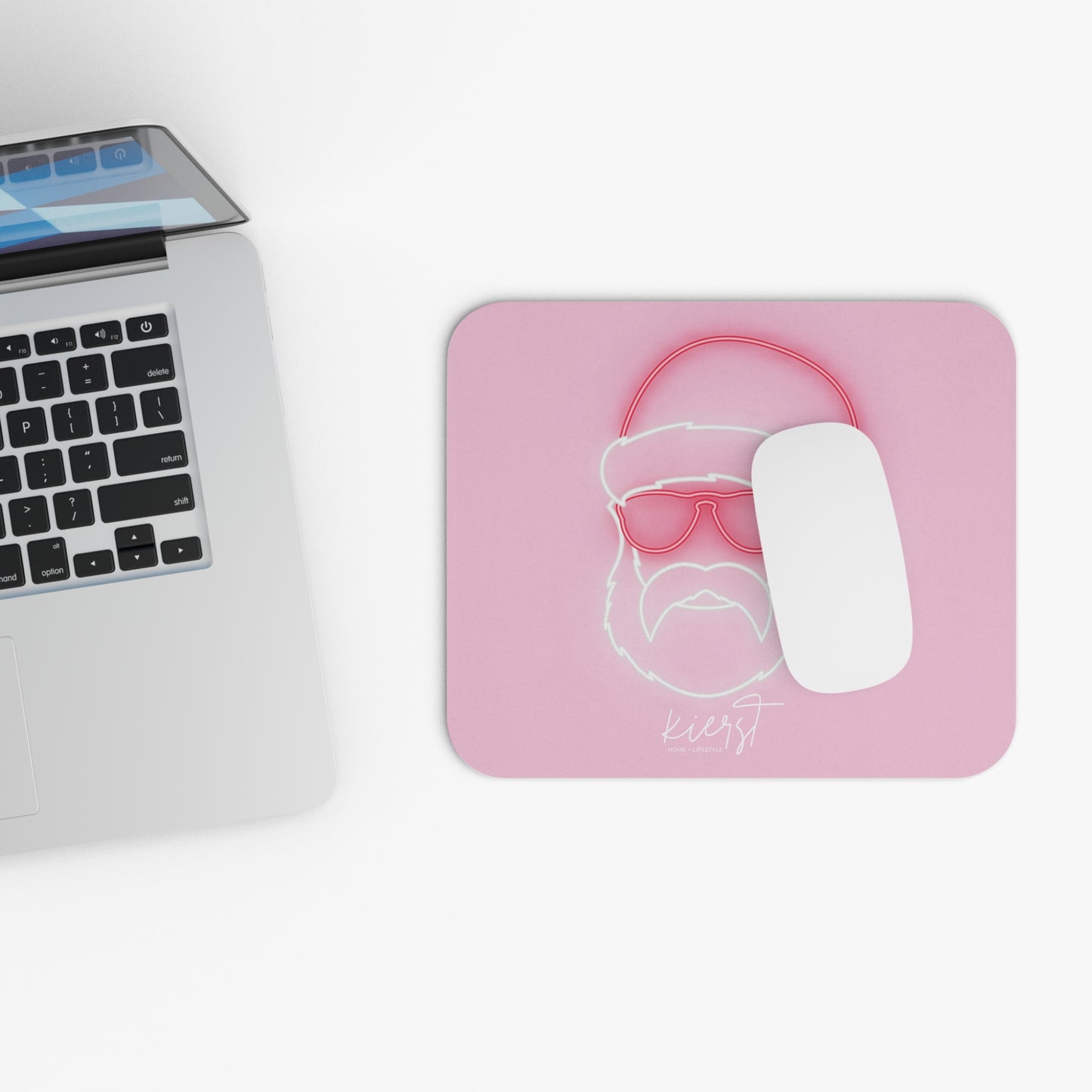 Neon Sign Santa on Pink Mouse Pad