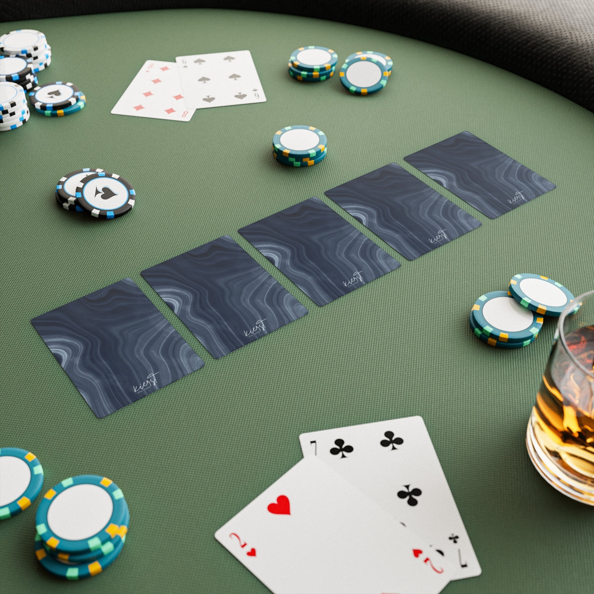 Navy Marble Poker Playing Cards