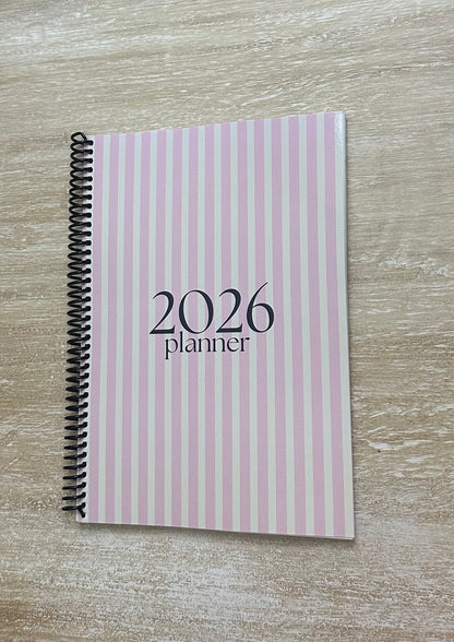 2026 Lifestyle Planner - Signature Pink and Cream Striped