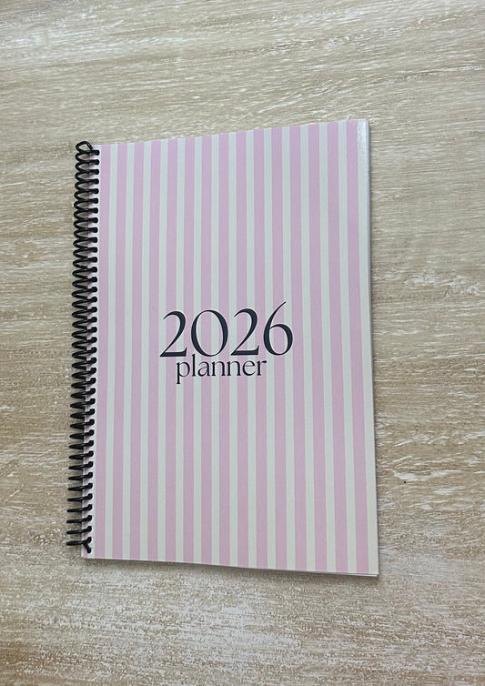 2026 Lifestyle Planner - Signature Pink and Cream Striped