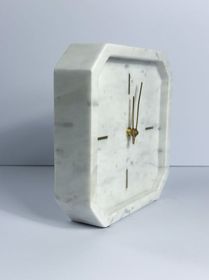 White and Grey Marble Clock