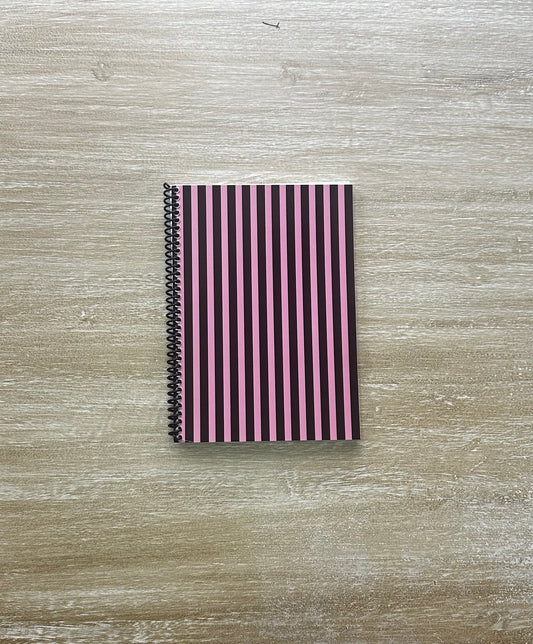 Pink + Signature Velvet Noir Stripes Notebook