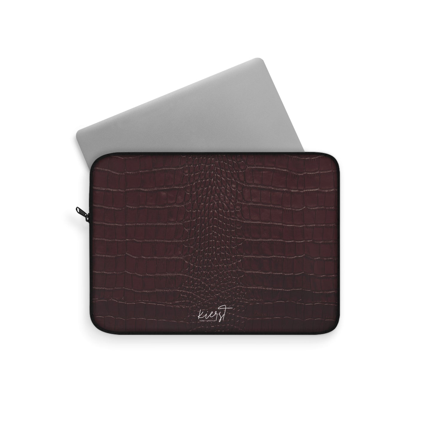 Signature Velvet Noir Crocodile Print Laptop Sleeve
