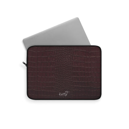Signature Velvet Noir Crocodile Print Laptop Sleeve